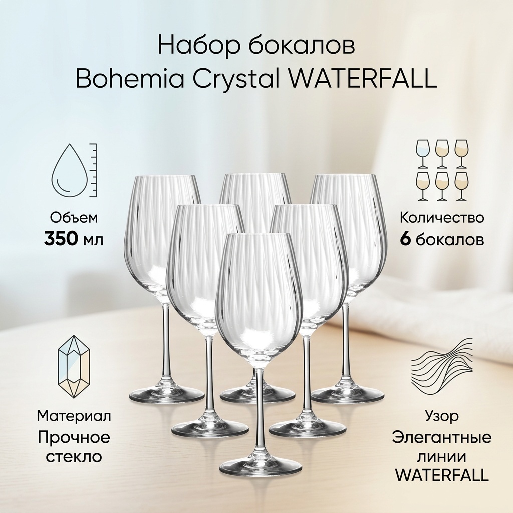 Набор бокалов Bohemia Crystal 350 мл, стекло, 6 шт