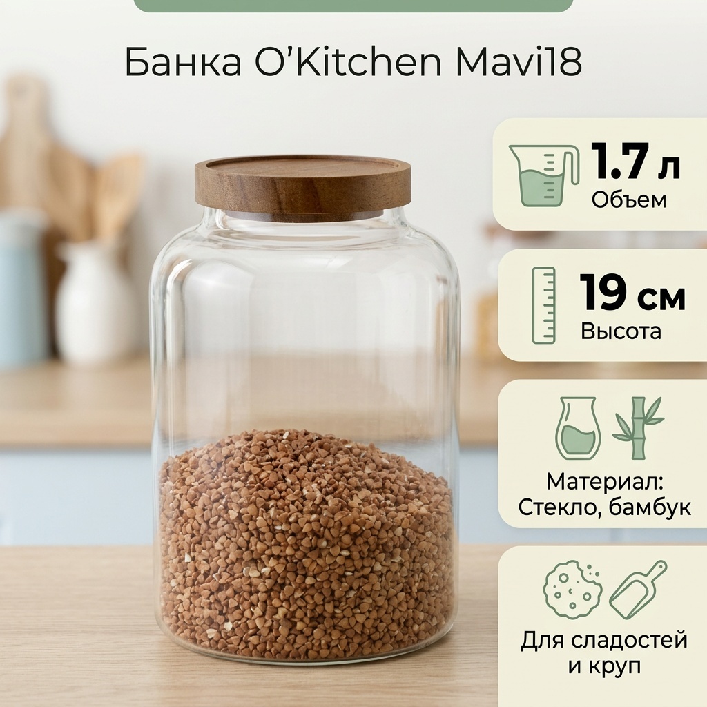 O'Kitchen банка Mavi18 , стекло, бамбук