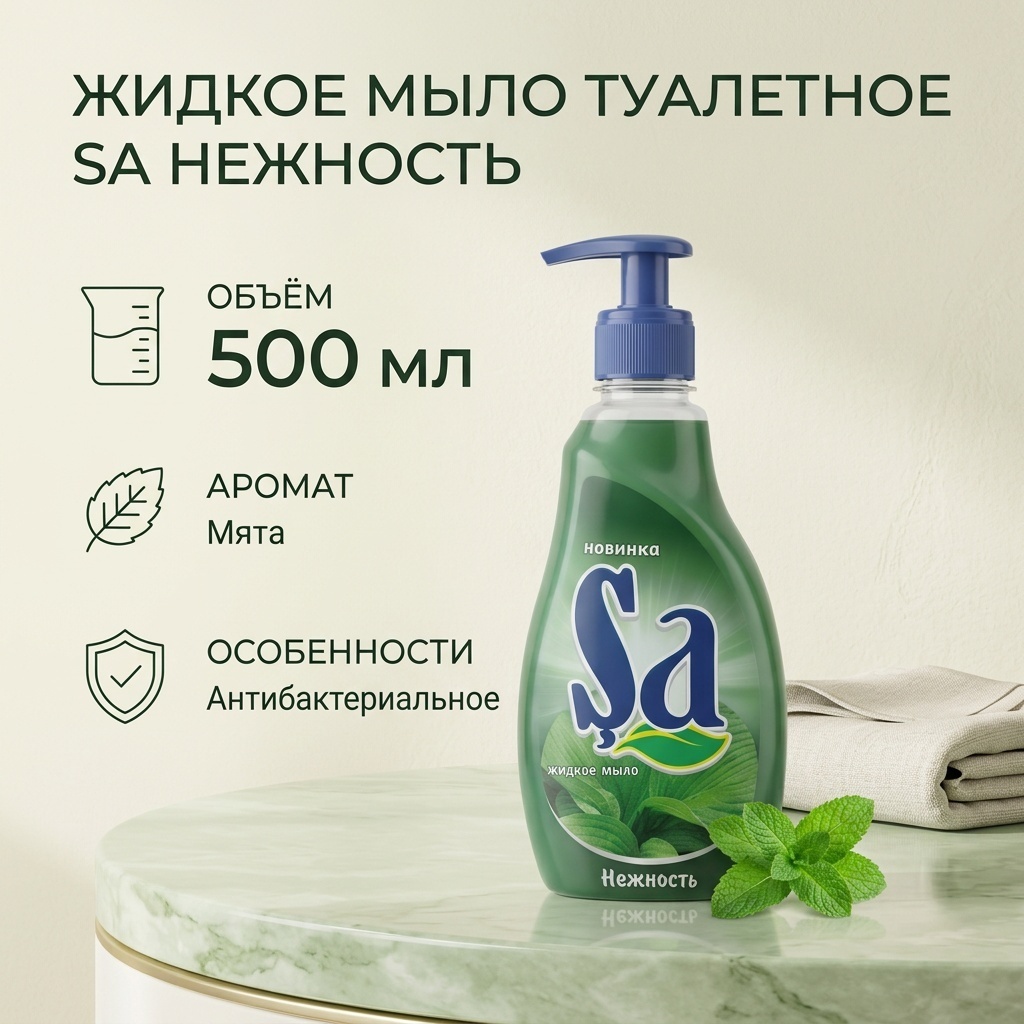 Жидкое мыло туалетное SHA Нежность Мята 500 мл