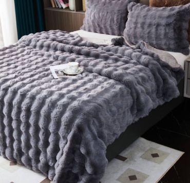 Покрывало Blanket 200х230 см, искусственный мех, серый