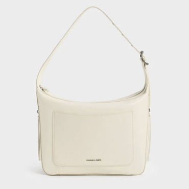 Сумка хобо Charles & Keith искусственная кожа кремовый