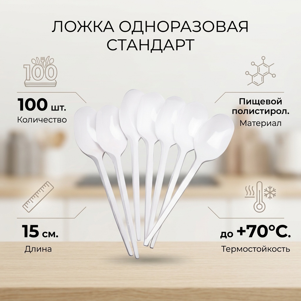 Ложка KZ9101 белый 100 шт