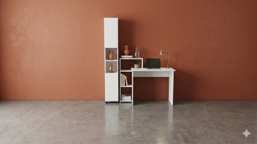 Стол компьютерный с надстройкой BEREN COMBO, 150х50x180 см, белый
