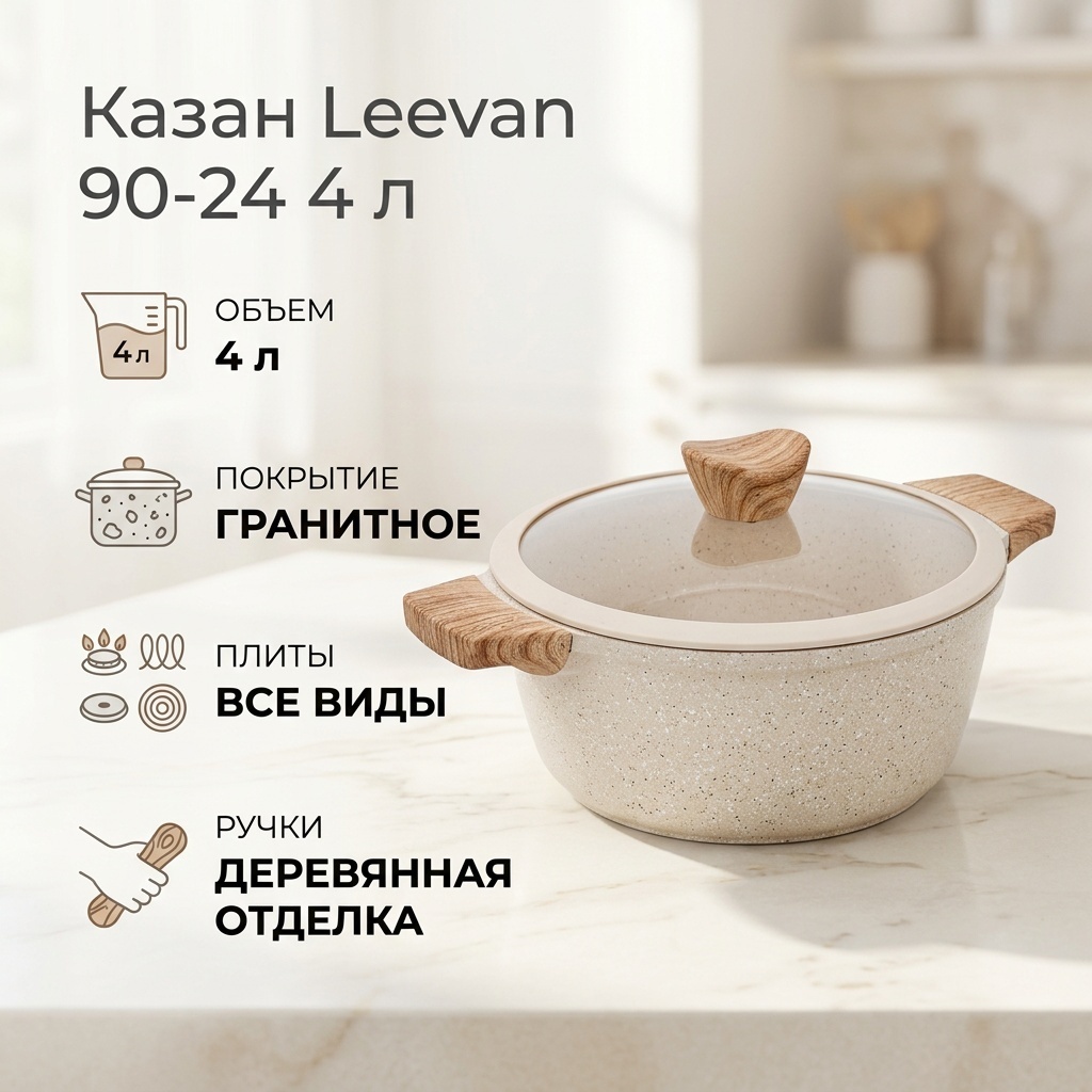 Казан Leevan 4 л, гранит