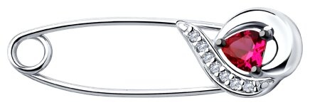 Брошь SOKOLOV 94040116 вес 1.21 г серебро, корунд, фианит