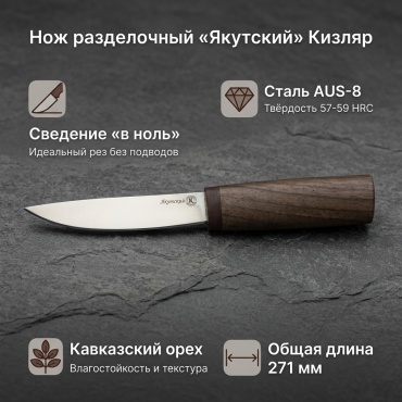 Нож разделочный Кизляр, лезвие: сталь 1 шт