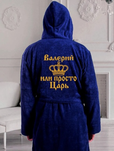 Махровый халат синий