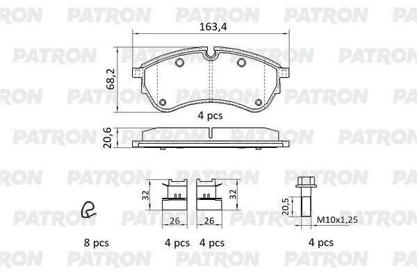 Колодки PATRON передние PBP242 4 шт