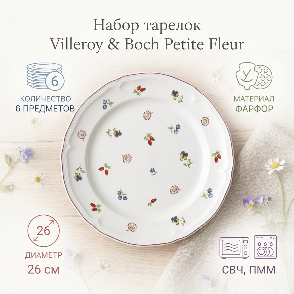 Набор тарелок Villeroy&Boch 26 см, 6 шт, фарфор