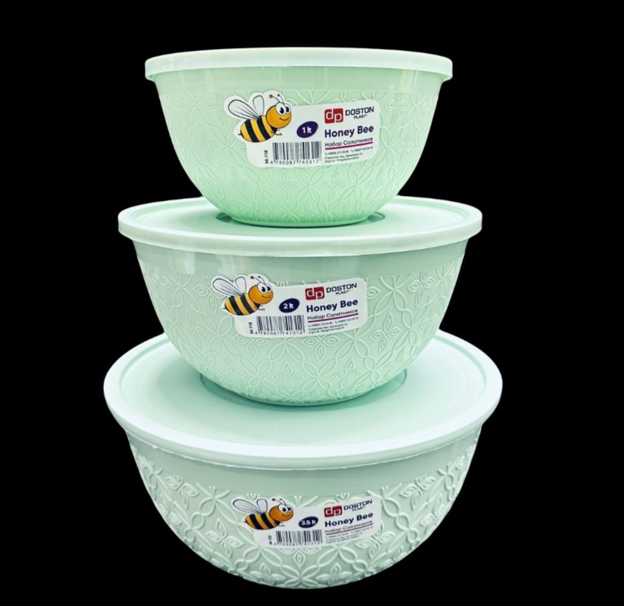 Салатник Honey Body Honey bee 14х14 см, пластик, силикон, 3 шт
