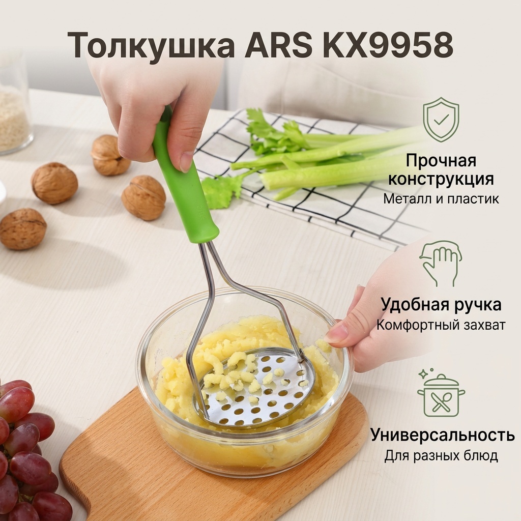 Толкушка ARS пластик, металл, 1 шт