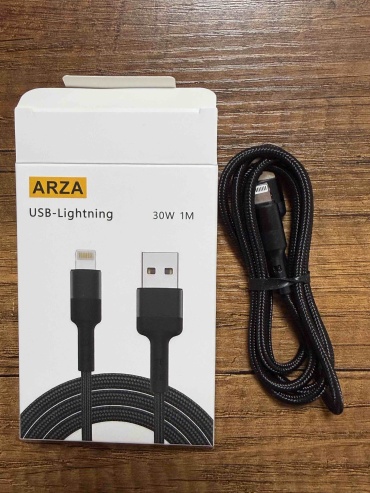 Кабель ARZA USB 3.0 (M), Lightning (M), 1 м, черный