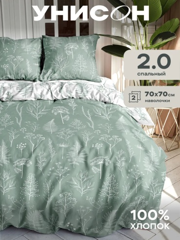 Комплект УНИСОН 2-спальный хлопок, : 70x70 см