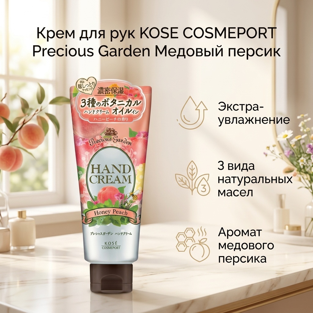 KOSE COSMEPORT Precious Garden Медовый персик крем для рук 70 г