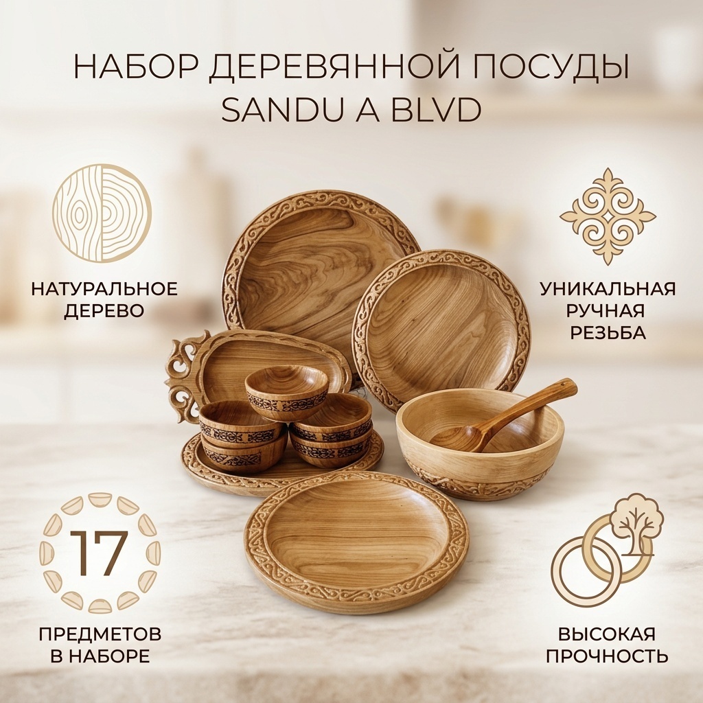 Астау A BLVD Wood 50х40 см, дерево, 17 шт