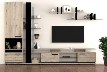 Комплект для гостиной Глазов Натуре, Н00103420/8993/9051/7869-2, бежевый, черный