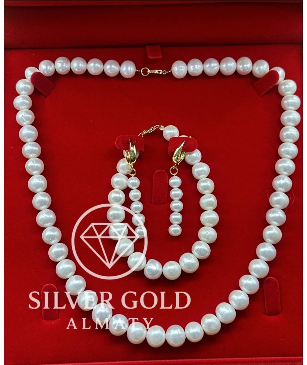 Silver Gold Almaty 1234 вес 75 г сплав покрытый золотом 24К, жемчуг
