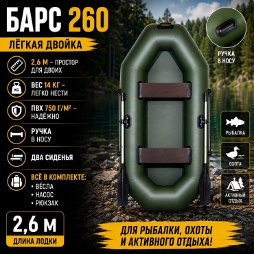 Мастер лодок Барс 260 зеленый