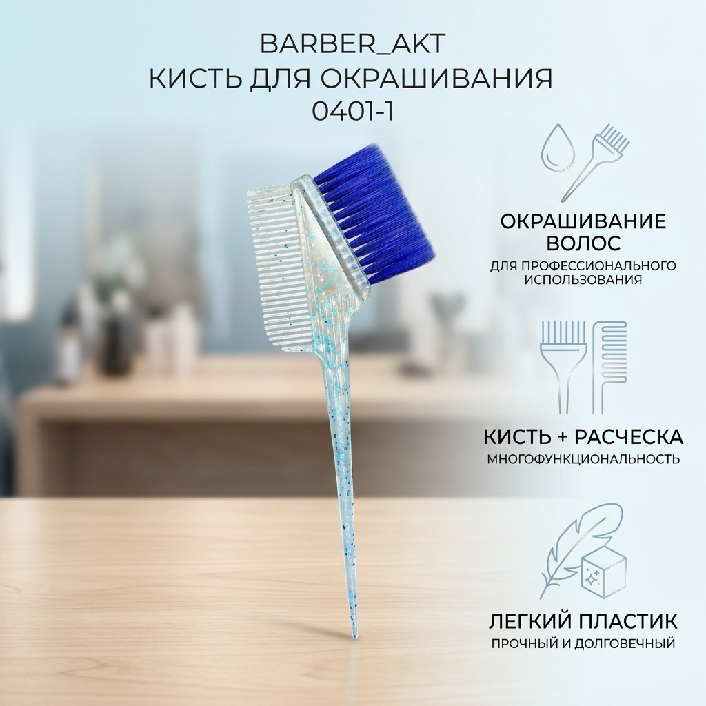 Barber_akt кисть для окрашивания 0401-1 прозрачный, синий