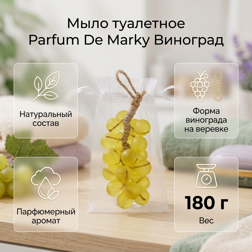 Кусковое мыло туалетное Parfum De Marky Виноград Виноград 1 шт