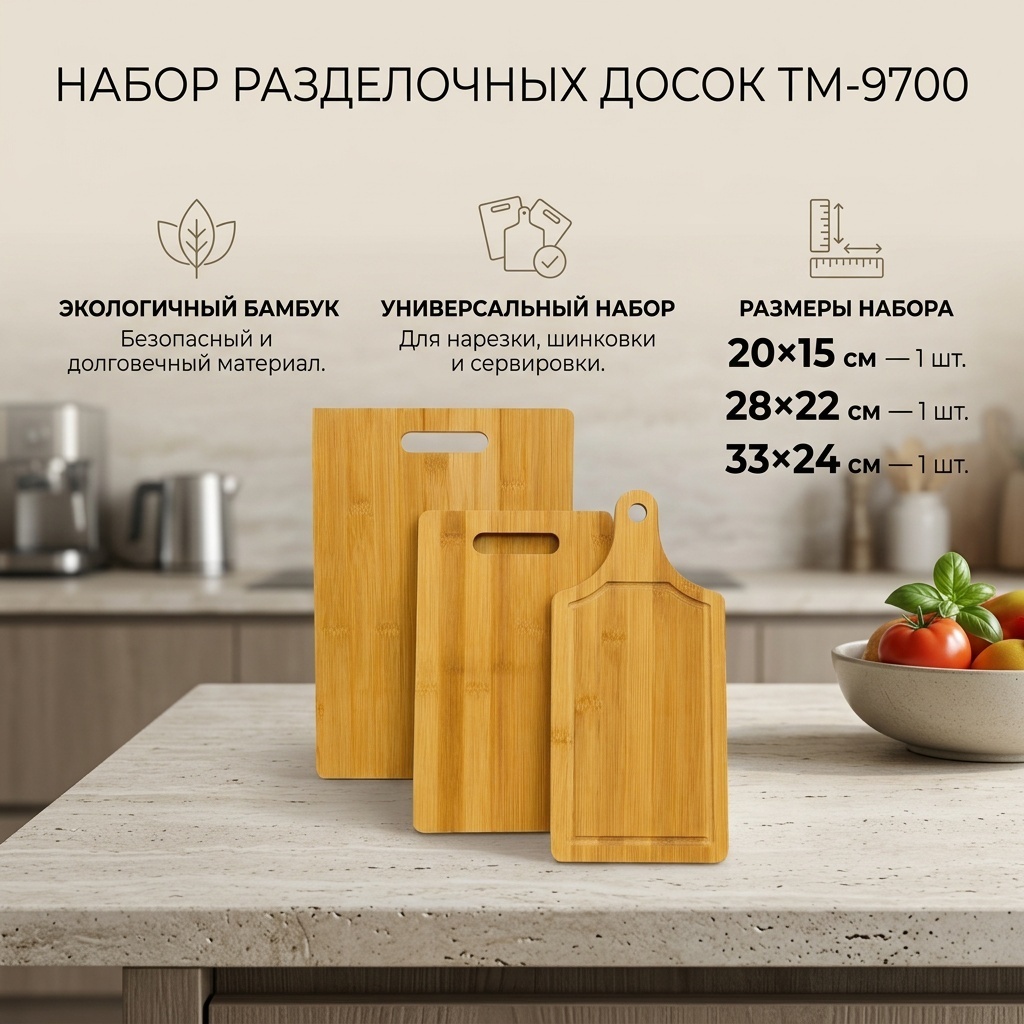 Набор разделочных досок TM-9700 TM-9700 3 шт, бамбук