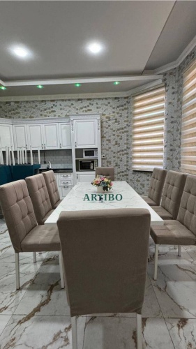 Комплект Versal Yassi-354, стол 180х85 см + 8 стульев, светло-коричневый