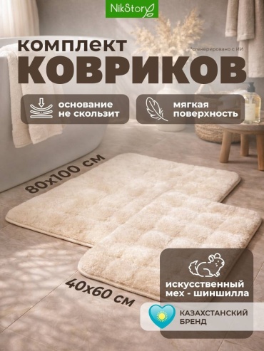 NikStory комплект ковриков Искусственный мех 80x100 см, полиэстер