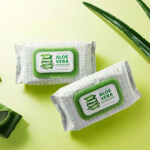 Nature Republic Soothing & Moisture Aloe Vera Cleansing Tissue салфетки для снятия макияжа влажные 80 шт
