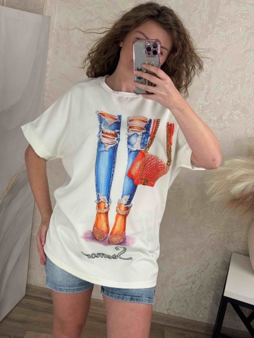 Туника SEE MORE белый, коралловый