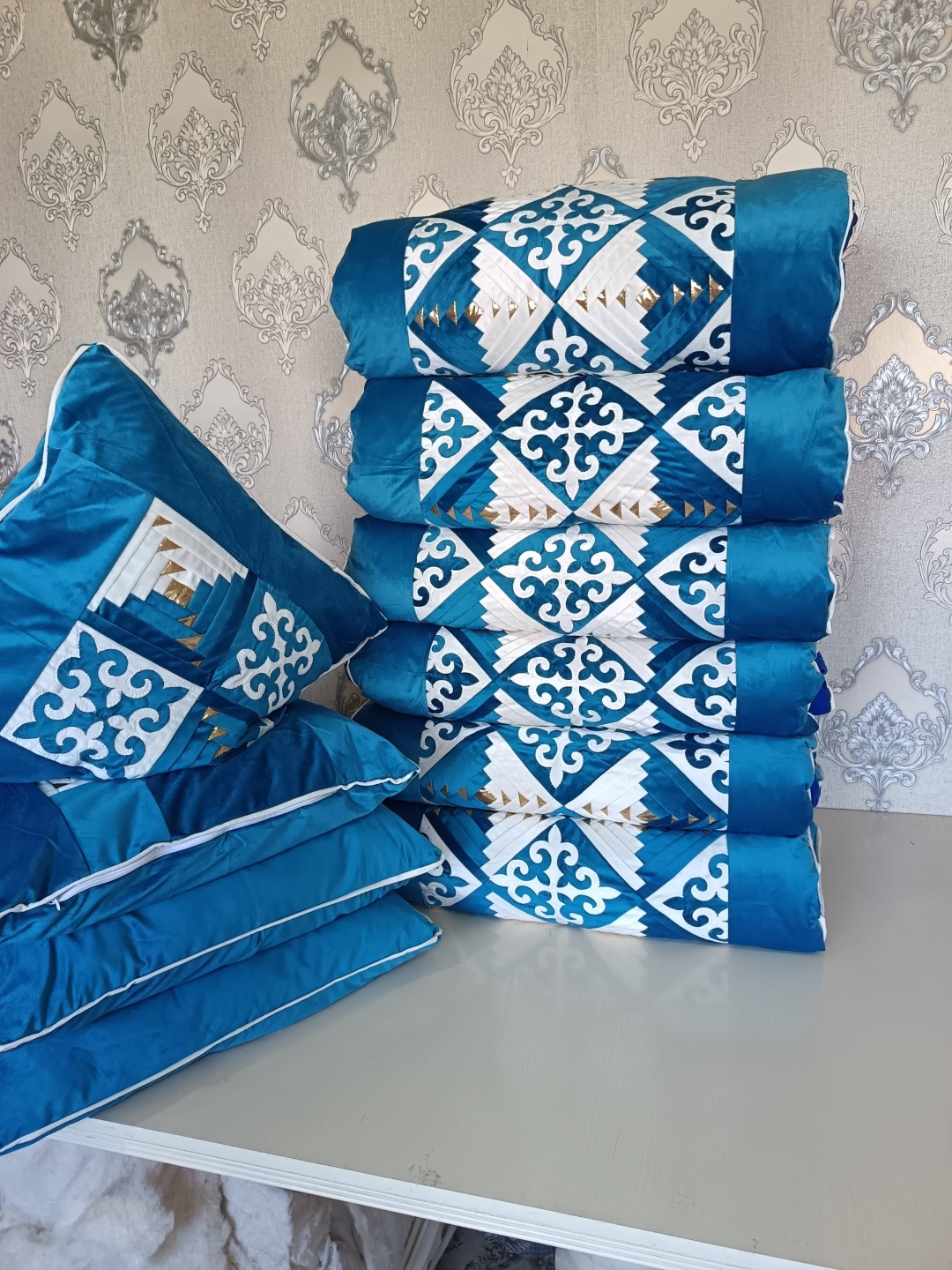 100% комплект корпе с подушками 220x80 см, вата, синий