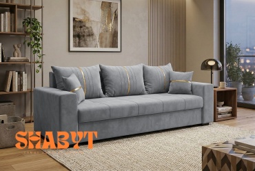 Диван Shabyt Atlant, 220х80 см, обивка велюр, серый