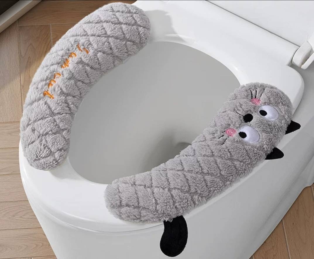 Чехол на сиденье для унитаза серый 34x10 см