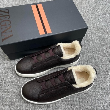 Кроссовки Zegna Zegna Triple Stitch из кожи с подкладкой из овчины темно-коричневый