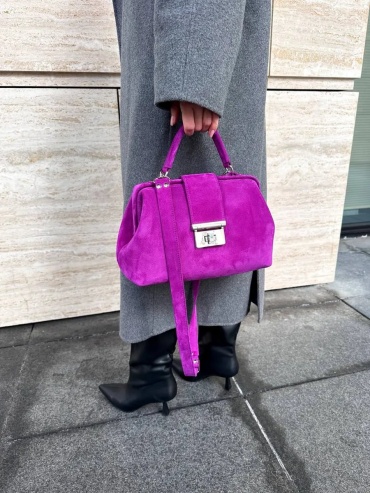 Саквояж Shapely bags натуральная кожа фиолетовый 4.2 л