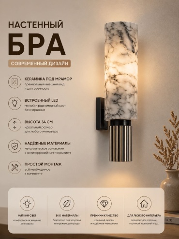 Бра настенный 3D PUZZLE LED, черный