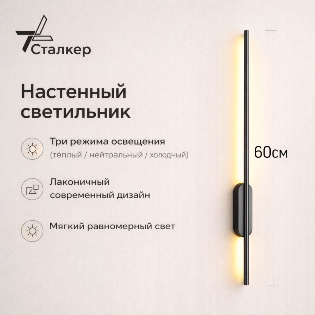 Бра настенный Сталкер LED, черный