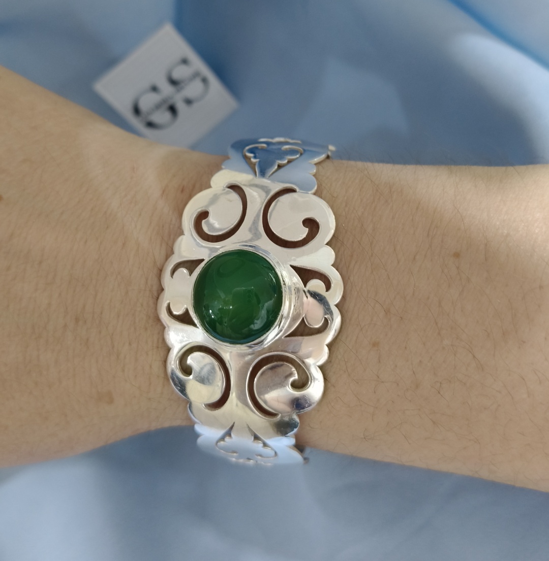 Gulmira Silver GSilver Білезік Хризопраз длина 20 см, вес 25.5 г серебро, плетение обод