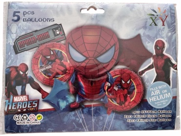 Набор воздушных шаров Человек-Паук / Spider-Man, супергерои Marvel. 5 шт, мультиколор
