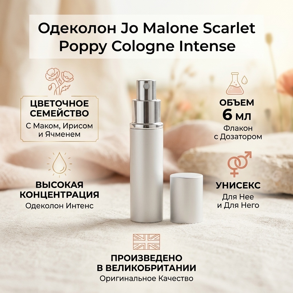 Jo Malone Scarlet Poppy Intense одеколон EDC 6 мл, унисекс