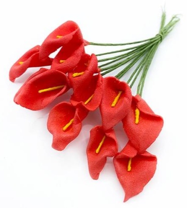 Каллы из фоамирана, красный, 12 шт