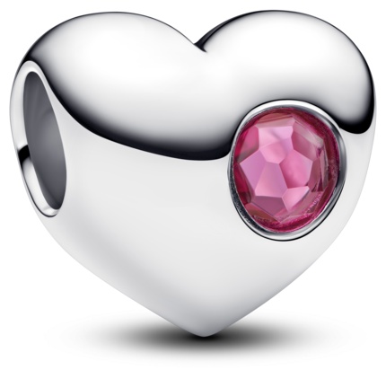 Шарм PANDORA «Сердце» с розовым камнем для гравировки 794161C10 вес 2,65 г серебро, кристалл