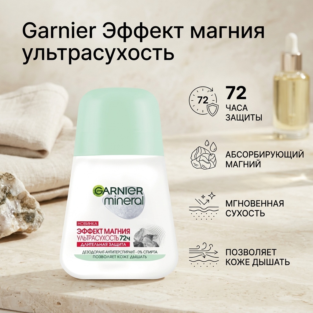 Garnier Эффект магния ультрасухость дезодорант-антиперспирант для женщин 50 мл