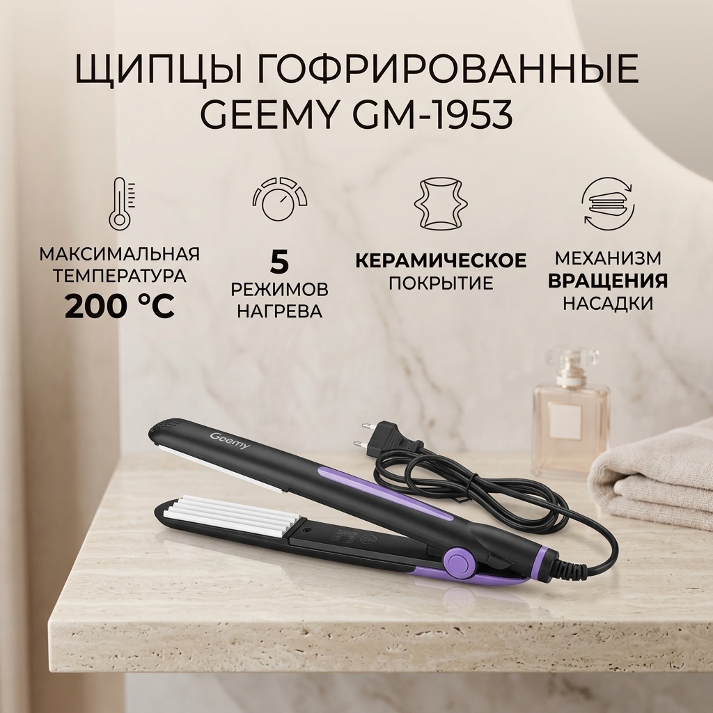 Geemy GM-1953 щипцы гофрированные