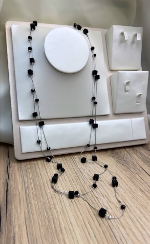 Fashion Jewelry длина 168 см бижутерный сплав, титан, аквамарин