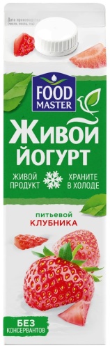 Йогурт Foodmaster Живой клубника 2% 900 г