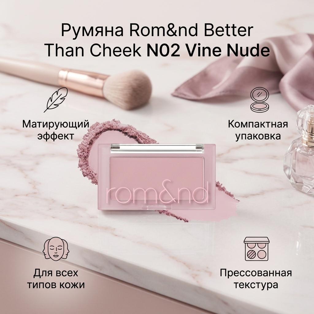 Rom&nd Better Than Cheek румяна N02 Vine Nude