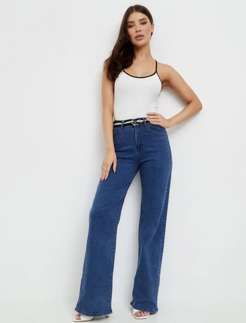 Джинсы широкие и расклешенные Denim синий