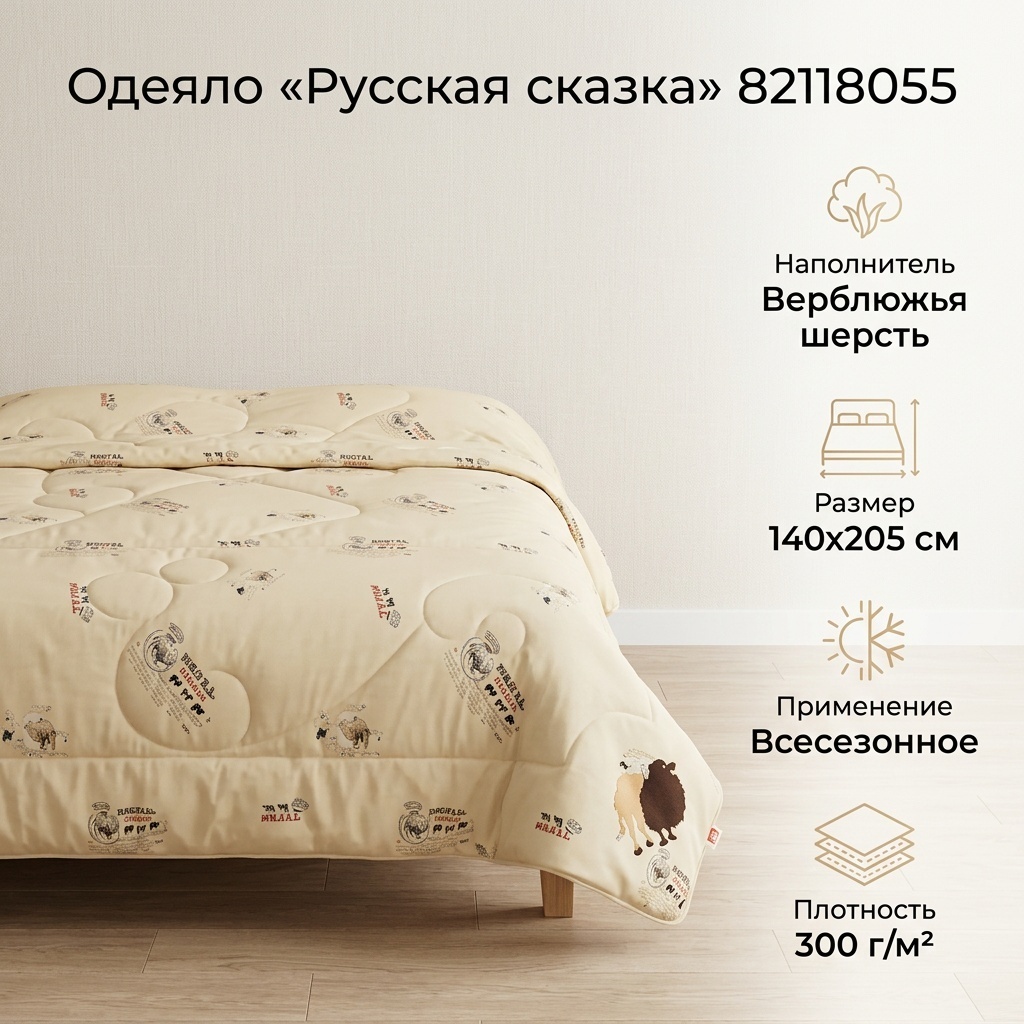 Одеяло Русская сказка 82118055 140x205 всесезонное