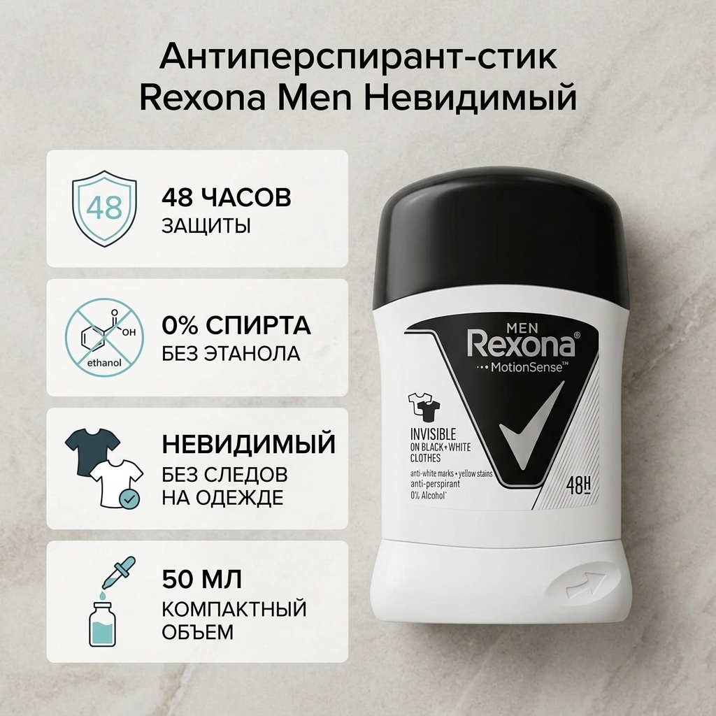 Rexona Невидимый антиперспирант для мужчин 50 мл