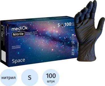 Медицинские перчатки MediOk нитрил 50 шт черный S